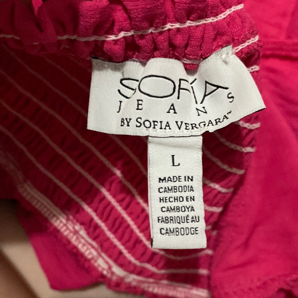 Hot Pink Sofia Vergara Sofia Jeans Ruffle Strap Dress
